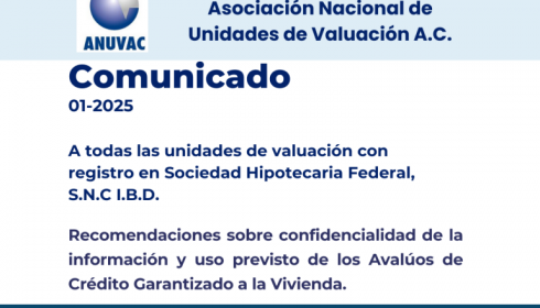 Comunicado Unidades de Valuación con Registro SHF